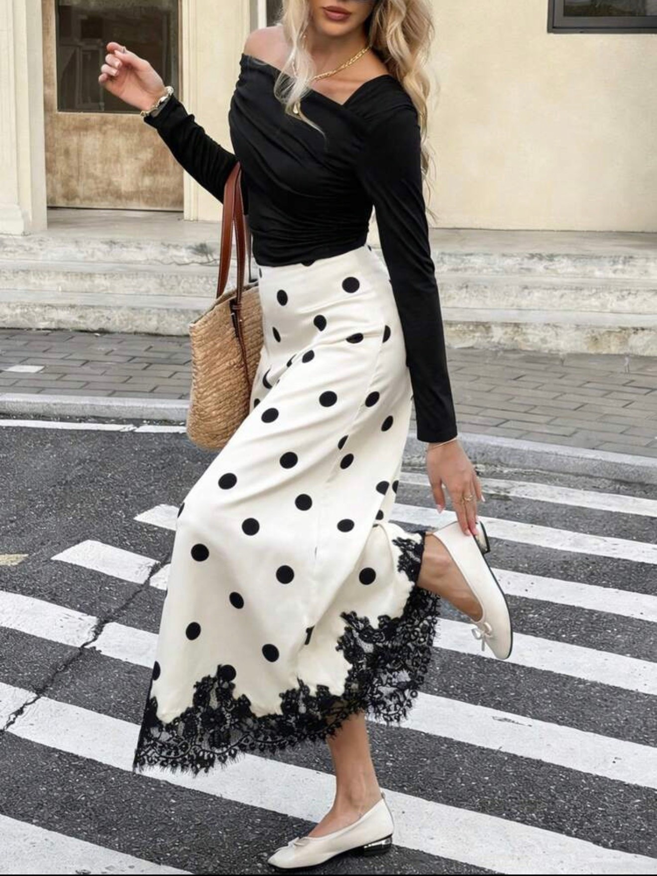 Vintage Polka Dot Lace Skirt | Beige Base With Black Dots + Lace Hem, Romantic Vibe 

#spring #outfit #polkadots #romantic #easter 

#LTKPetite #LTKOver40 #LTKSeasonal