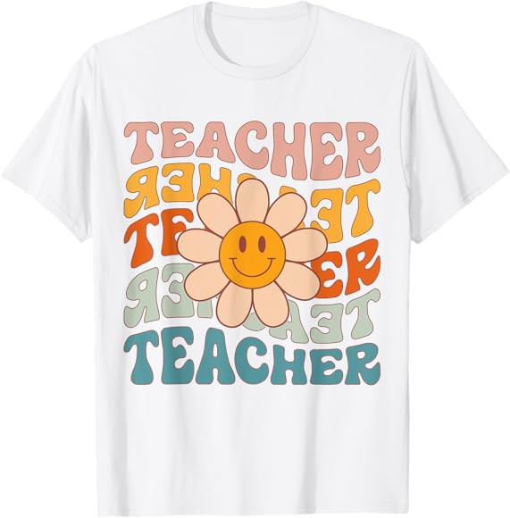 Retro Teacher Daisy Colorful - Elementary School Teacher T-Shirt | Amazon (US)