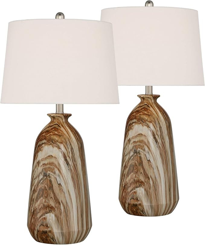 360 Lighting Carlton Modern Rustic Southwestern Table Lamps 28" Tall Set of 2 Swirling Brown Faux... | Amazon (US)