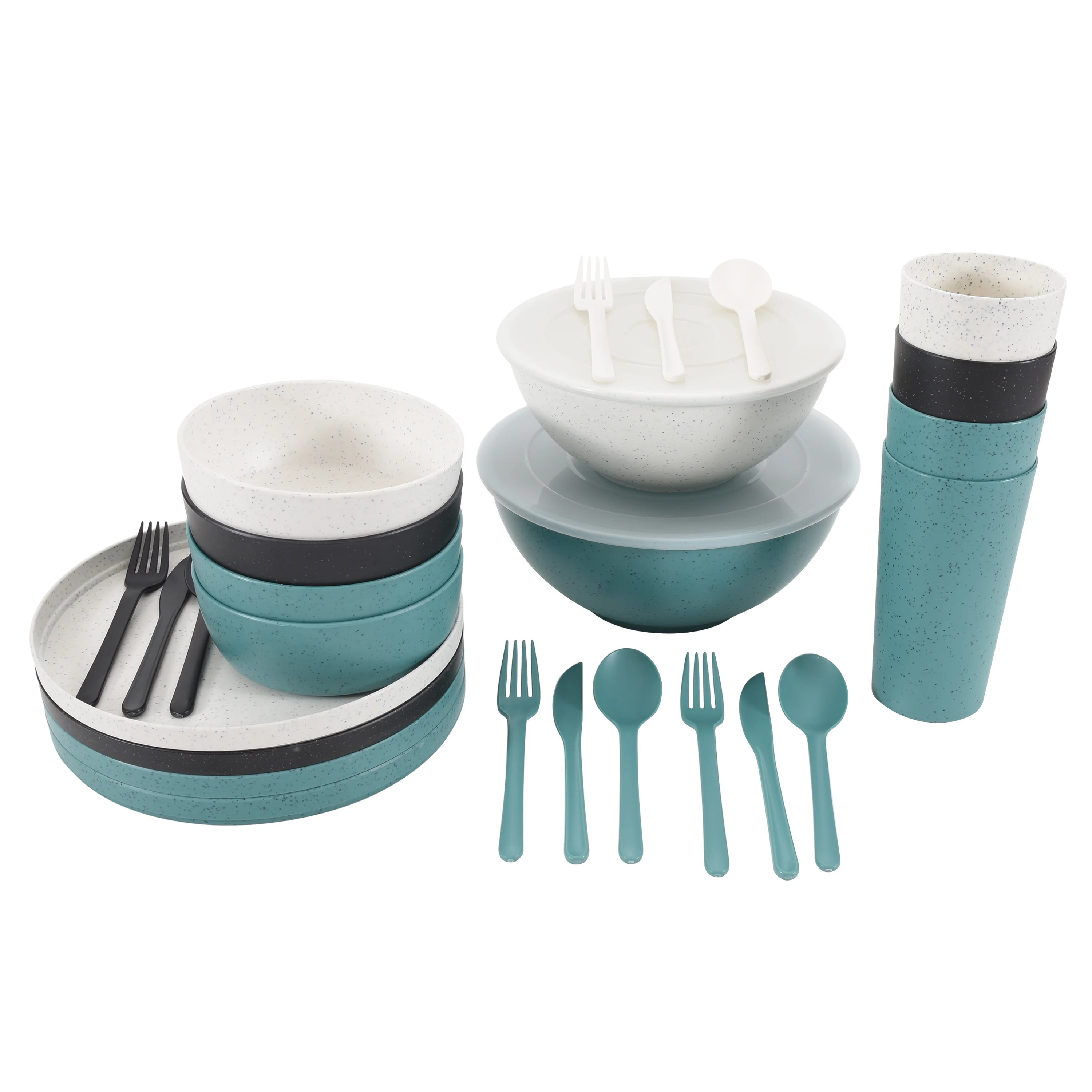 Mainstays 28-Piece Eco-Friendly Recycled Plastic Dinnerware Set - Walmart.com | Walmart (US)