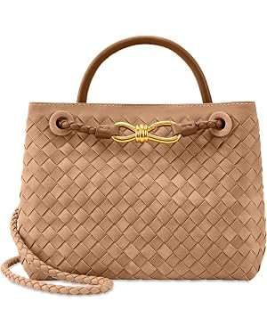 Woven Tote Bag for Women Leather Shoulder Handbag Designer Top Handle Purses | Amazon (US)