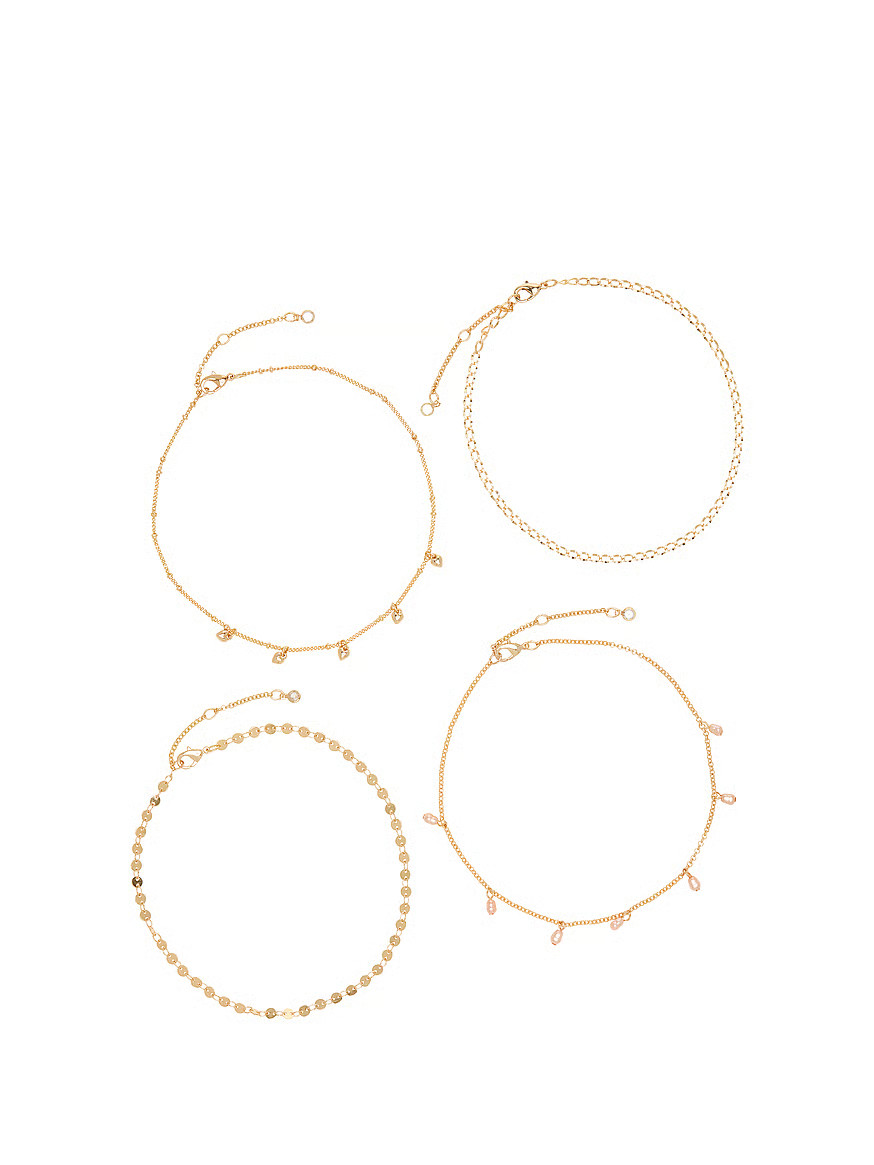 Buy Gold Layered Dainty Choker Necklace Set, Gold Multi - Order Jewelry online - Victoria's Secre... | Victoria's Secret (US / CA )