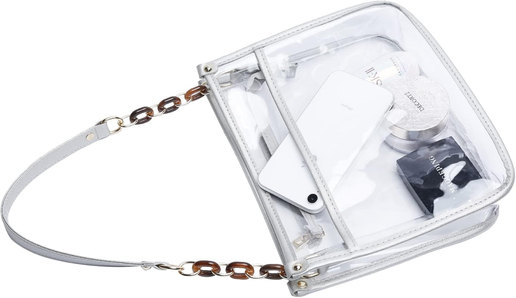KKXIU Fashion Clear Crossbody Purse for Women and Teen Girls Stadium Approved PU Leather Concert Bag | Amazon (US)