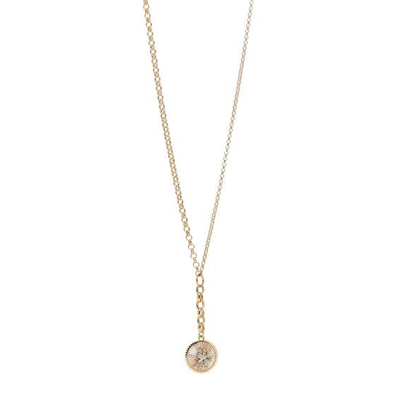 FOUNDRAE 18K Yellow Gold Diamond Medium Resilience Medallion Belcher Chain Necklace | FASHIONPHILE (US)