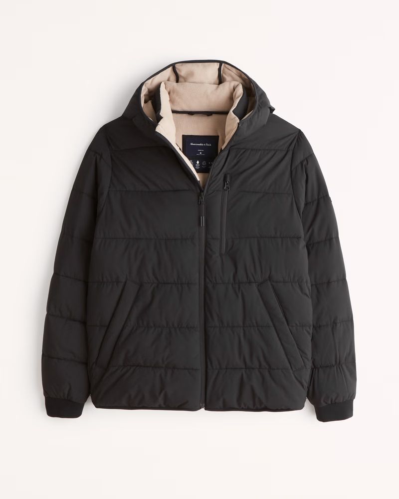 Men's Recycled Fill Lightweight Hooded Puffer | Men's Up To 50% Off Select Styles | Abercrombie.c... | Abercrombie & Fitch (US)