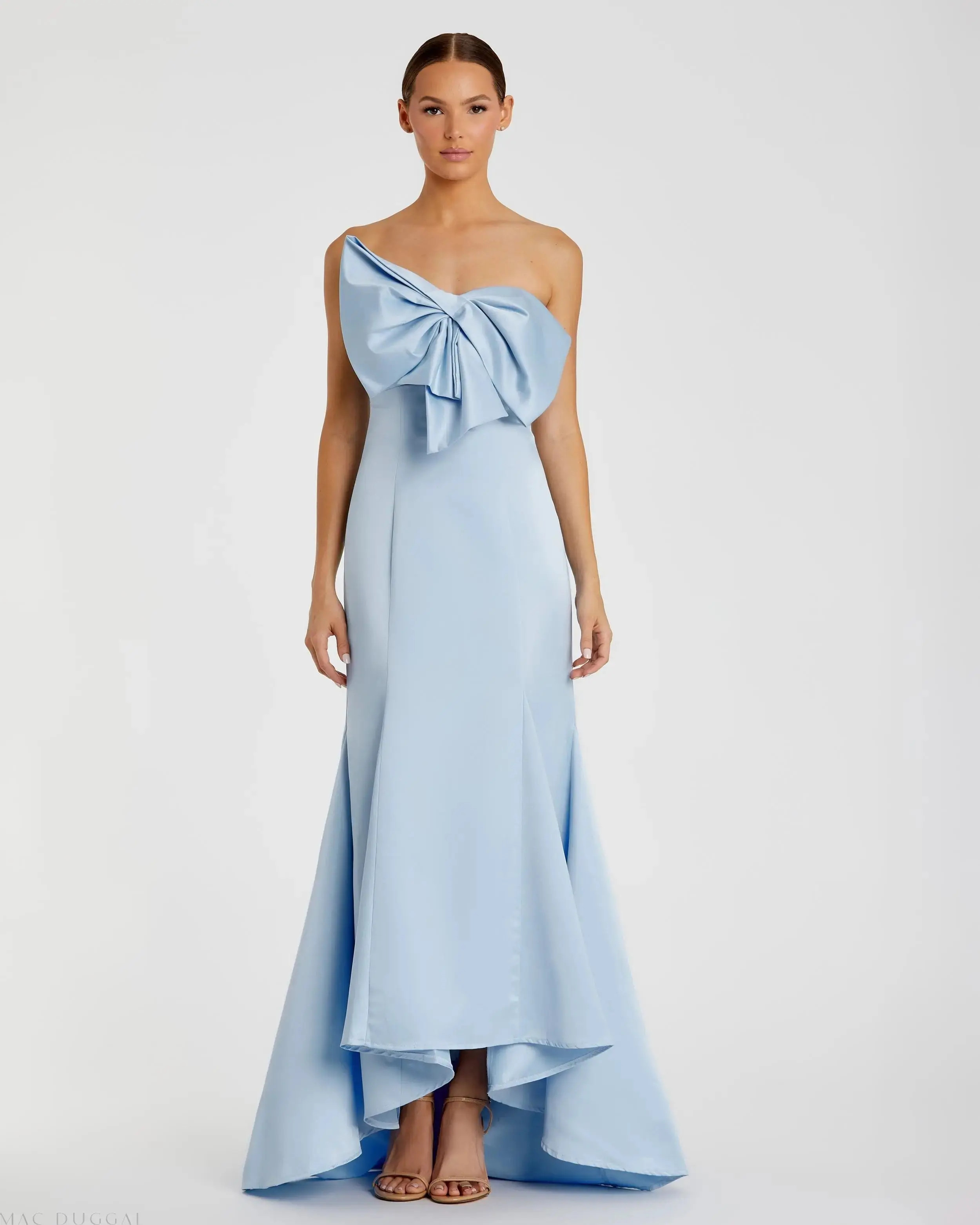 Light Blue Strapless Bow Mermaid Gown - Mac Duggal | Mac Duggal
