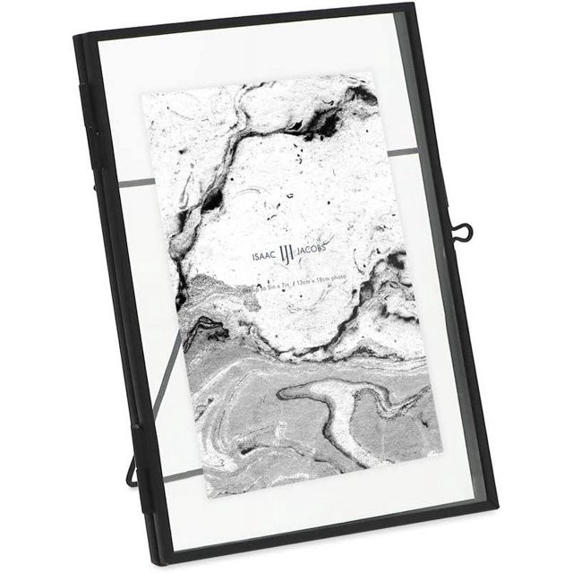 Isaac Jacobs 5x7, Black Modern Style Brass and Glass, Pressed Glass, Metal Floating Desk Photo Fr... | Walmart (US)