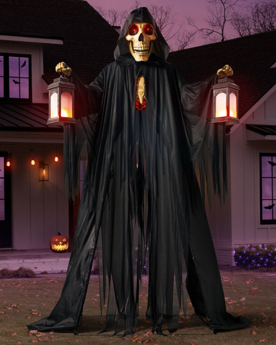 This 10-foot Pre-lit Skeleton Arch is motion-activated with lights and sounds. 
Secure it in your outdoor walkway so trick-or-treats can walk under it for an added Halloween scare. Equipped with red LED light eyes and 2 LED light-up lanterns for a haunting glow.

#LTKSeasonal #LTKHome