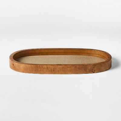 9.5" Burl Wood and Linen Tray - Threshold™ designed with Studio McGee | Target