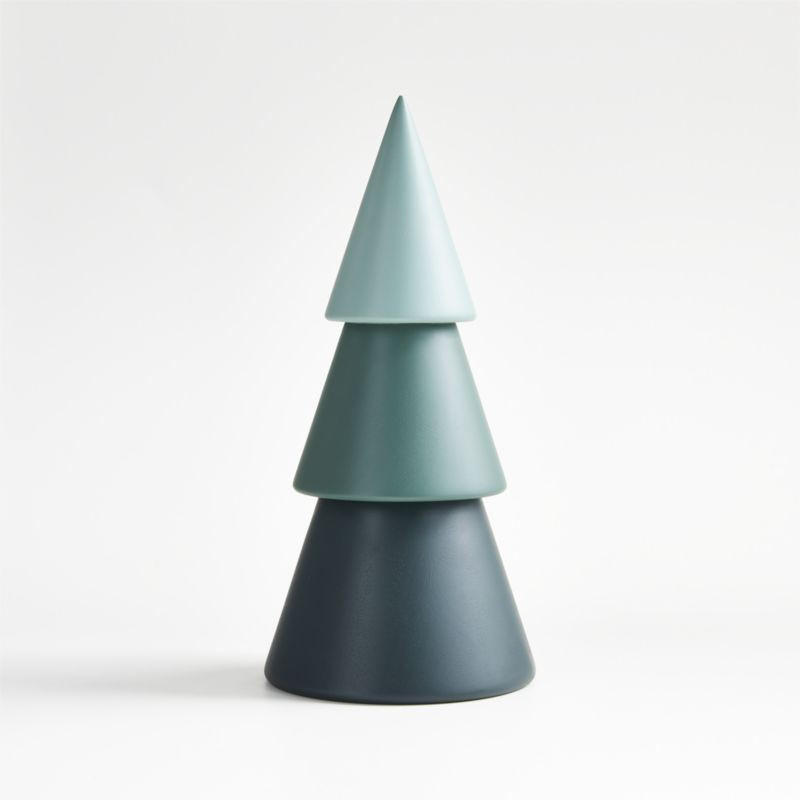 Large Green Holiday Winter Fir Wood Tree Sculpture + Reviews | Crate & Barrel | Crate & Barrel