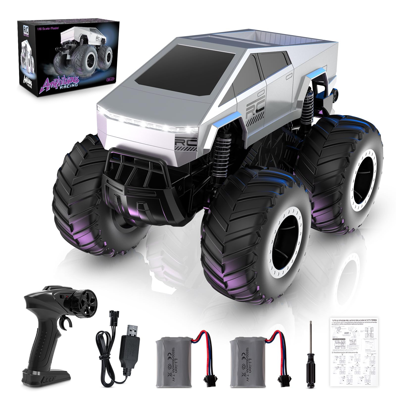 1:16 Cyber Truck Remote Control Car, 2.4GHz Waterproof Cybertruck Toy, 4WD Amphibious RC Cars, Al... | Amazon (US)