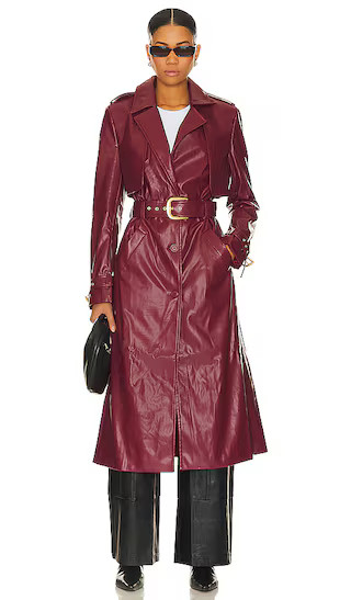 Faux Leather Trench Coat in Burgundy | Revolve Clothing (Global)