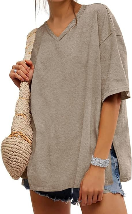 UNCLECAT Oversized Tshirts for Women V Neck Short Sleeve Tops Summer Athletic Casual Loose Fit Si... | Amazon (US)