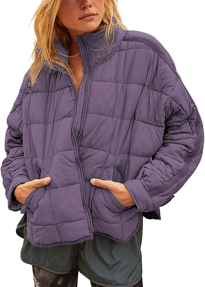 Xiaoxuemeng Womens Quilted Puffer Jacket Zip Up Lightweight Padded Coat Outwear | Amazon (US)