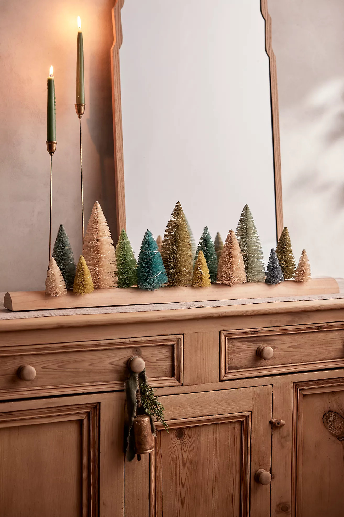 Pre-Lit Brush Trees on Wood Base | Anthropologie (US)