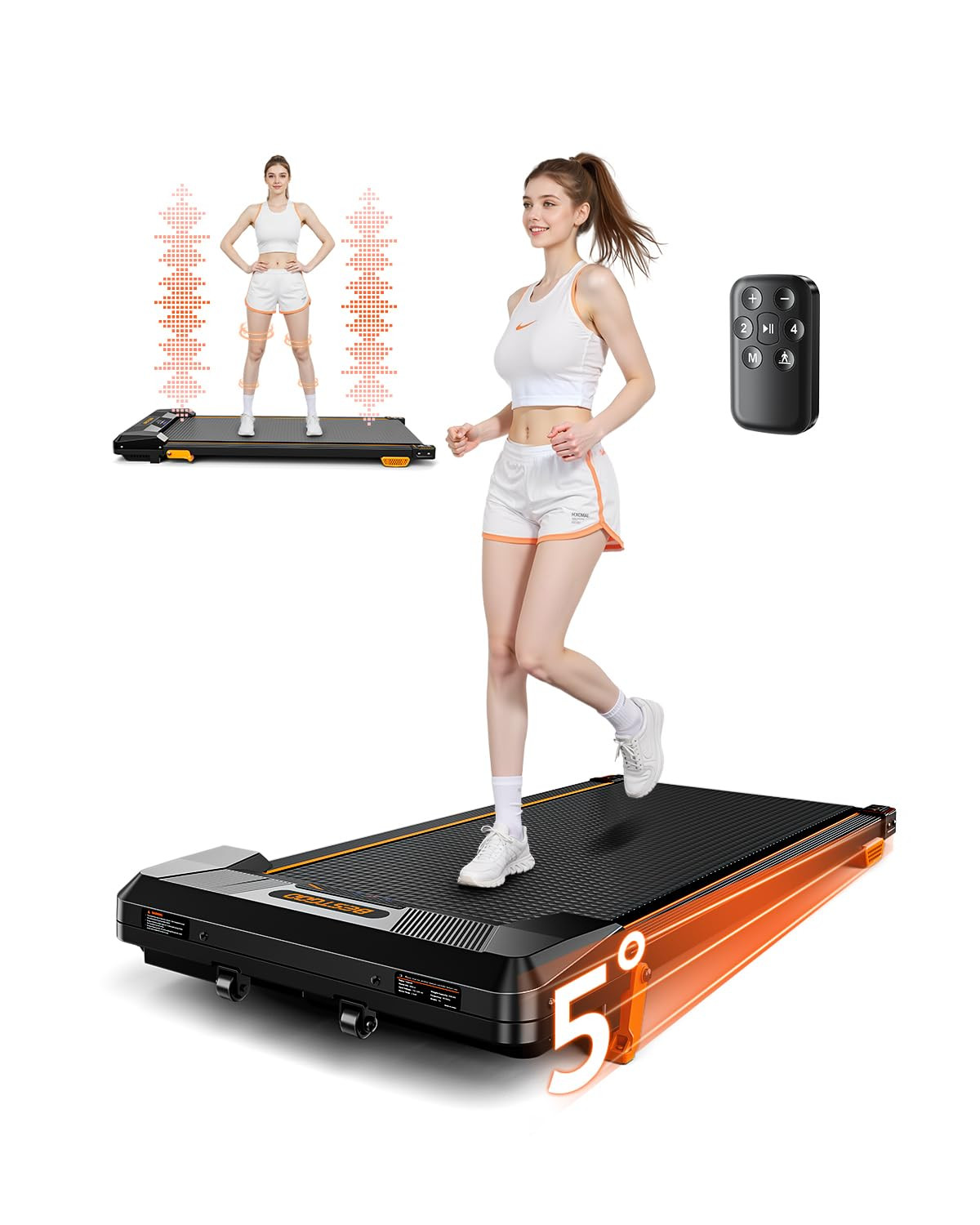 Walking Pad Treadmill, BestGod Incline Under Desk Treadmill 330lbs Capacity, 2.5HP Portable Tread... | Amazon (US)