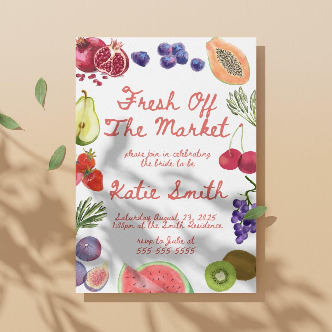 Fresh off the Market Cute Bridal Shower Invite Template, Customize With Bride's Name, Easy Edit &... | Etsy (US)