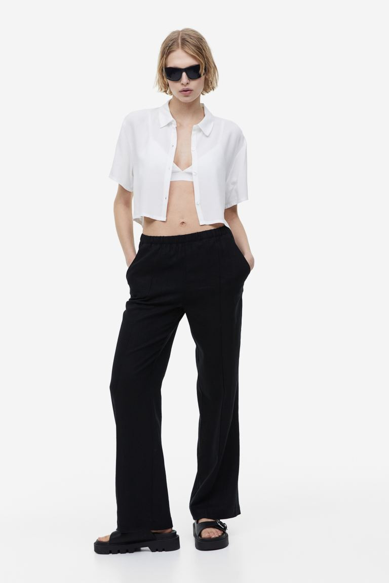 Linen-blend Pull-on Pants | H&M (US + CA)