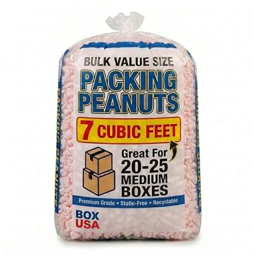 BOX USA Shipping & Packing Peanuts Pink, 7 Cubic Feet - Loose Fill Packaging Peanuts for Packing, Moving and Storage | Amazon (US)