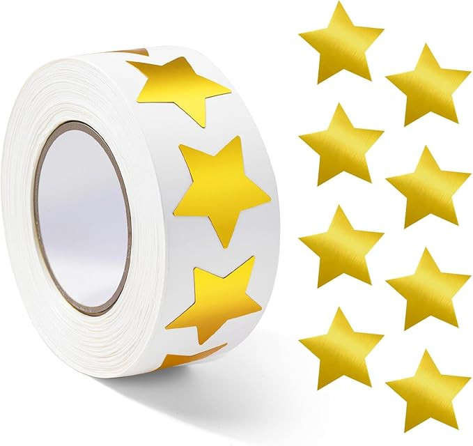 Gsinodrs 1000Pcs Gold Star Stickers - 1 Inch Holographic Self-Adhesive Metallic Foil Star Labels,... | Amazon (US)