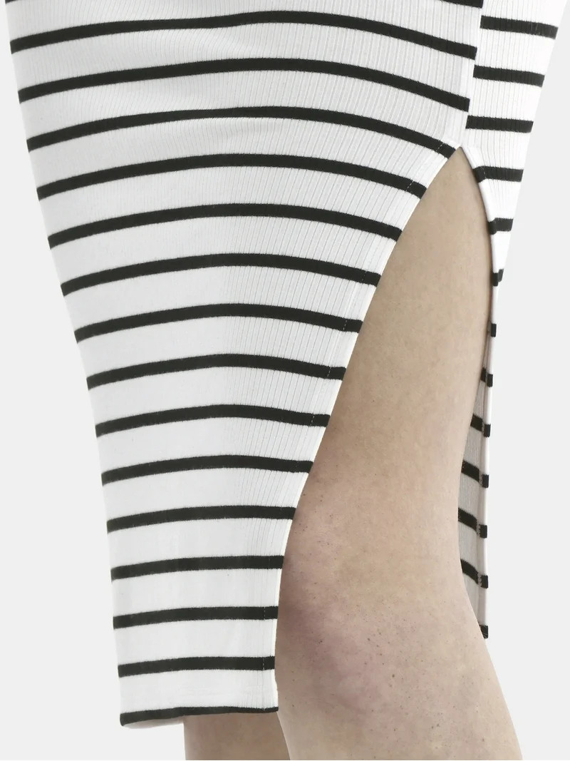 No Boundaries Ribbed Midi Dress with Cap Sleeves, Women's | Walmart (US)