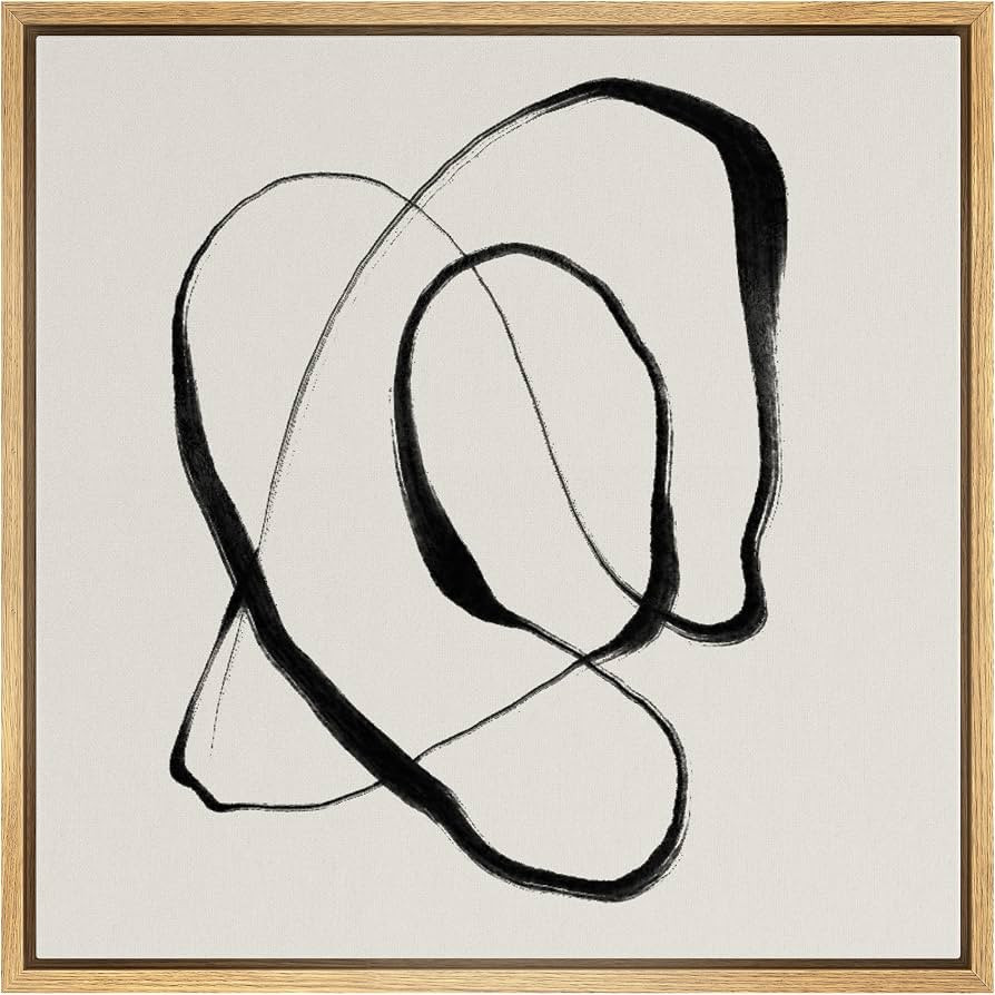 SIGNWIN Framed Canvas Print Wall Art Paint Stroke Mountain Ocean Landscape Abstract Shapes Illustrat | Amazon (US)