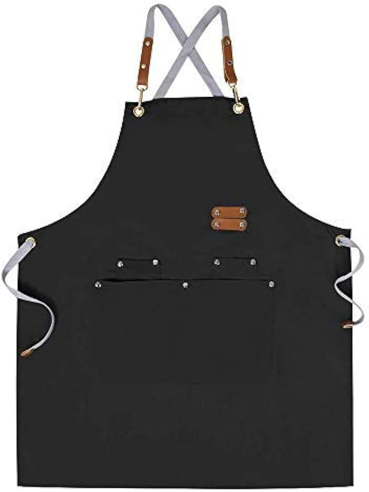 Chef Apron-Cross Back Apron for Men Women with Adjustable Straps and Large Pockets,Canvas,M-XXL,B... | Amazon (US)