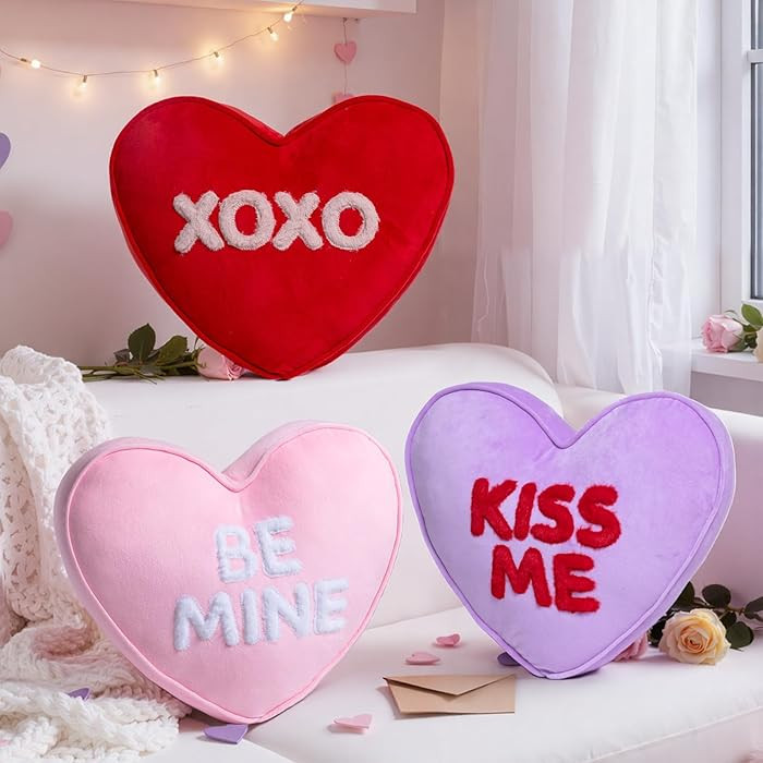 Lanpn Valentines Day Heart Pillows 3Pcs, Love Heart Shaped Pillow Plush Throw Pillow Heart Decora... | Amazon (CA)