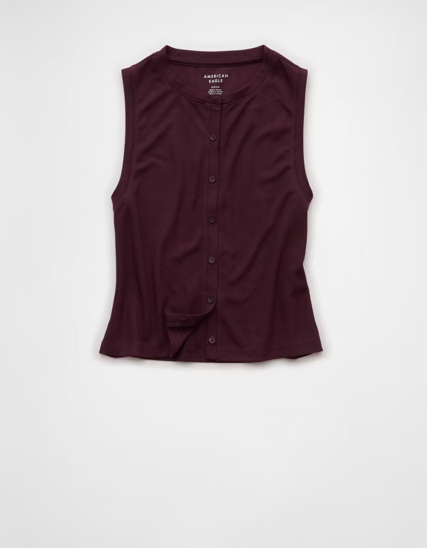 AE Button-Up Tank Top | American Eagle Outfitters (US & CA)