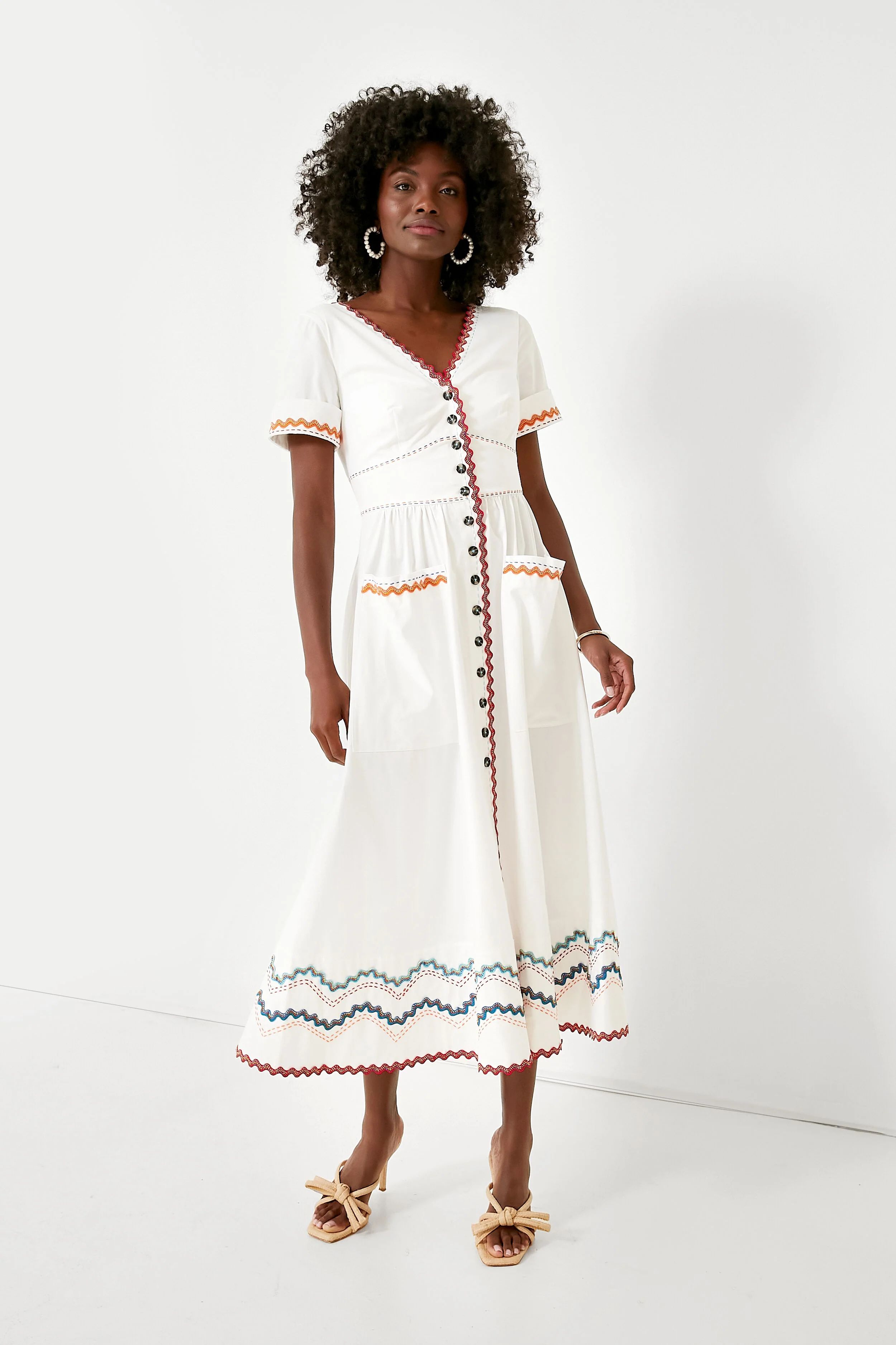 White and Ricrac Stitch Luella Midi Dress | Tuckernuck (US)