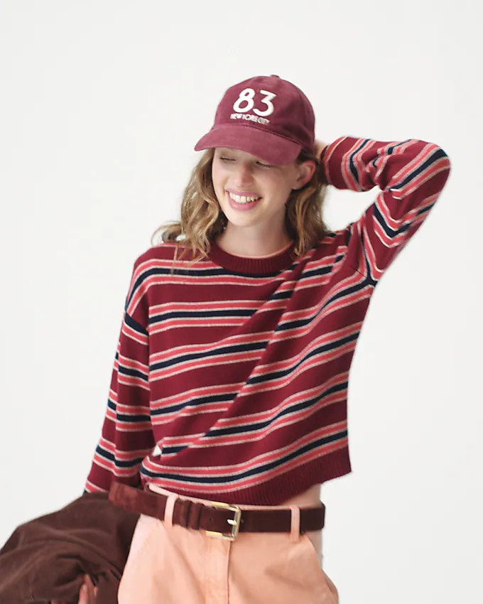 Perfect cashmere crewneck sweater in stripe | J. Crew US