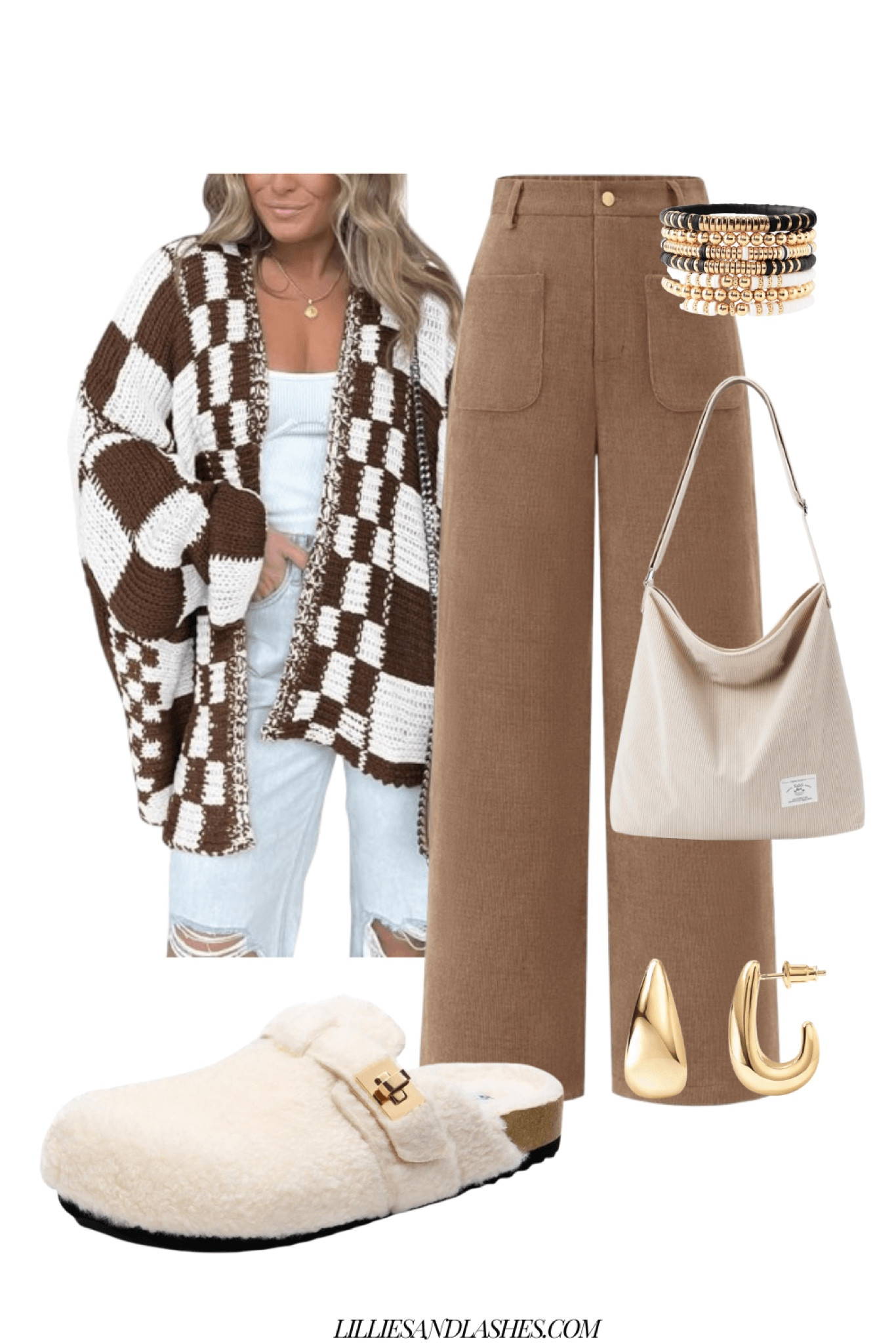 Checkered cardigan, high waisted corduroy pants, Sherpa clogs, slouch bag

Fall outfit idea, casual fall outfit, Amazon fall fashionn

#LTKStyleTip #LTKFindsUnder50 #LTKFindsUnder100