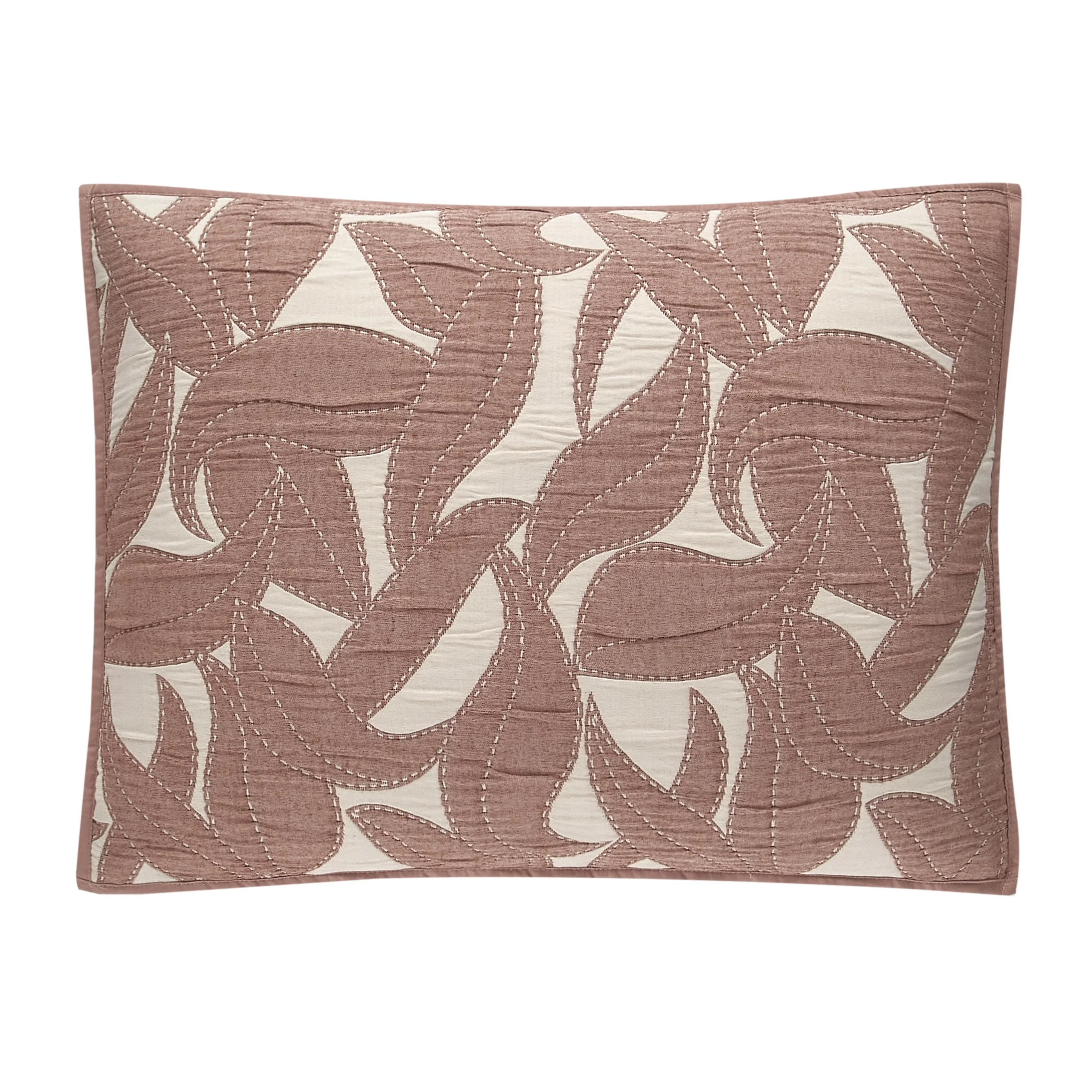 Mainstays Iris Leaf Stitched Pillow Sham, Standard, Rust Red, 1 Pack | Walmart (US)