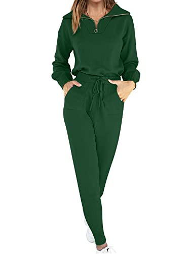 ANRABESS Women's Two Piece Outfits Sweater Lounge Sets Long Sleeve Zip Up Knit Pullover Jogger Pa... | Amazon (US)
