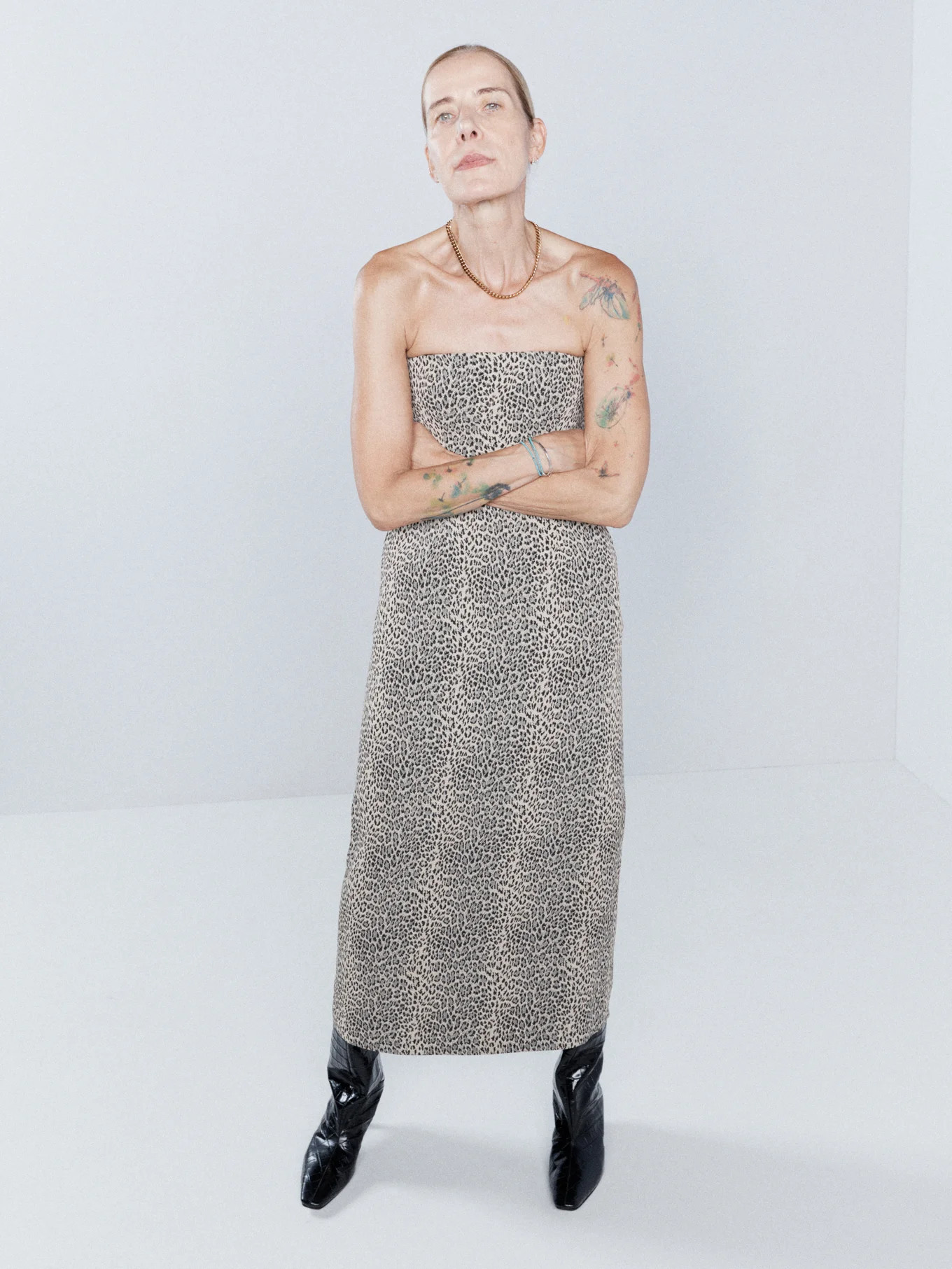 Leopard-print bandeau-neck crepe midi dress | Matches (UK)