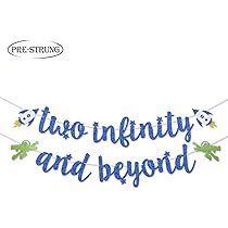 Dark Blue Glitter Two Infinity and Beyond Banner Pre-Strung for Kids' 2nd Birthday Party Decorati... | Amazon (US)