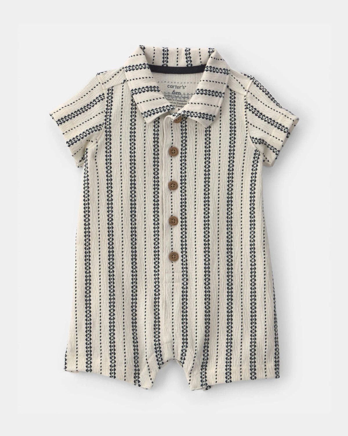 Baby Boy Striped Short-Sleeve Romper - Black/Ivory | Carter's Inc