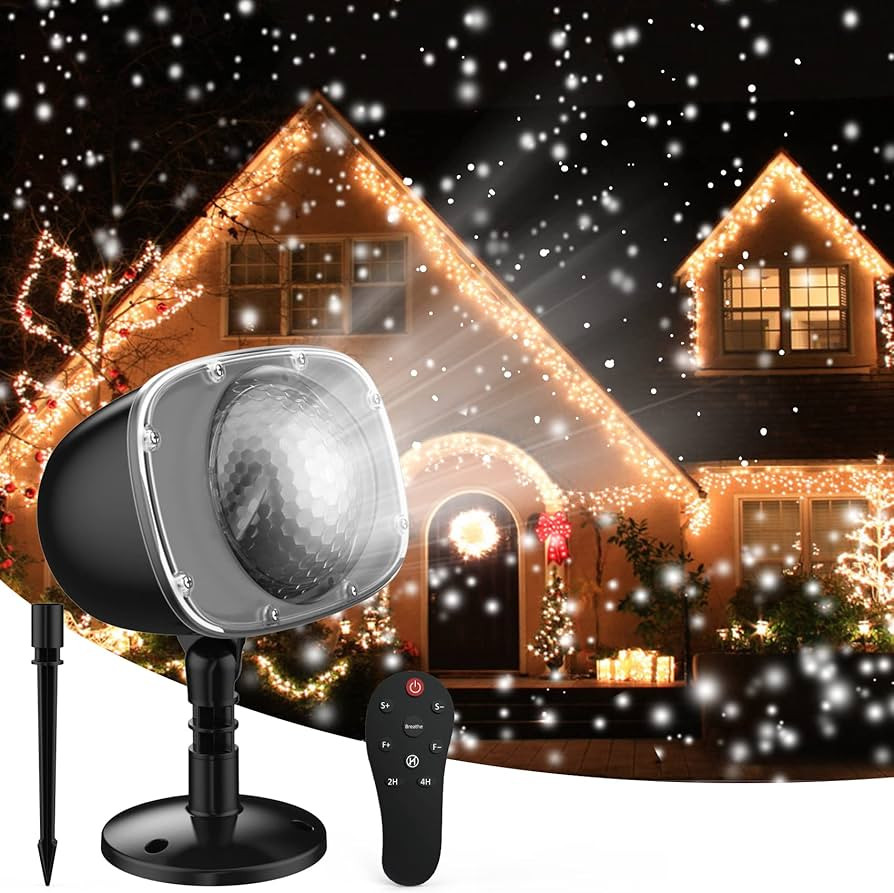 Christmas Snowfall Projector Lights, Indoor Outdoor Holiday Lights with Remote Control White Snow... | Amazon (US)