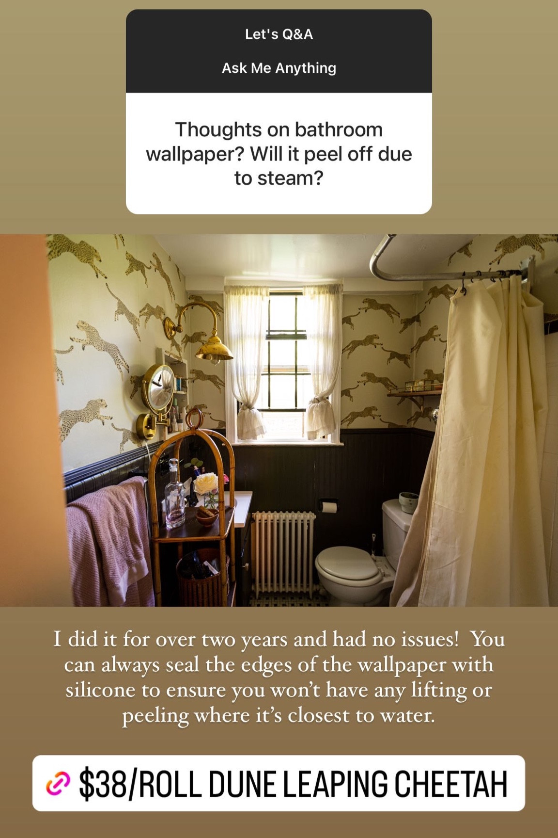 Dune Leaping Cheetah Peel and Stick Wallpaper works nicely in a bathroom, living room or hallway. 

#LTKhome #LTKfindsunder50