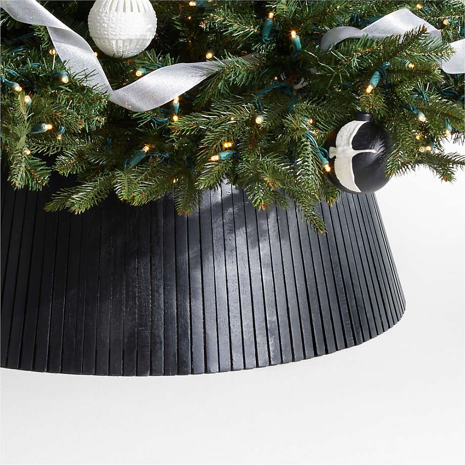 Skei Black Wood Christmas Tree Collar 24" | Crate & Barrel