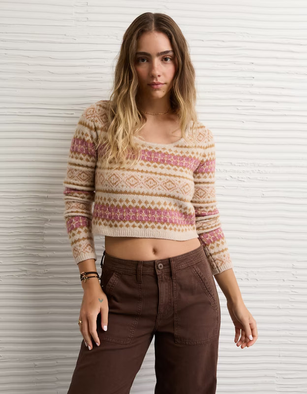 AE Whoa So Soft Cropped Scoop Neck Sweater | American Eagle Outfitters (US & CA)