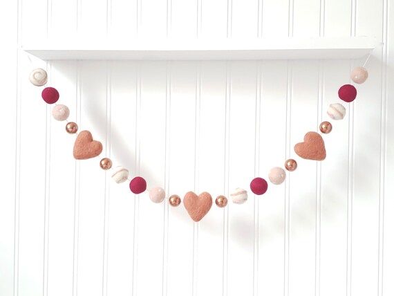 Rose Gold Valentines Day Decor Valentine Garland Heart | Etsy | Etsy (US)