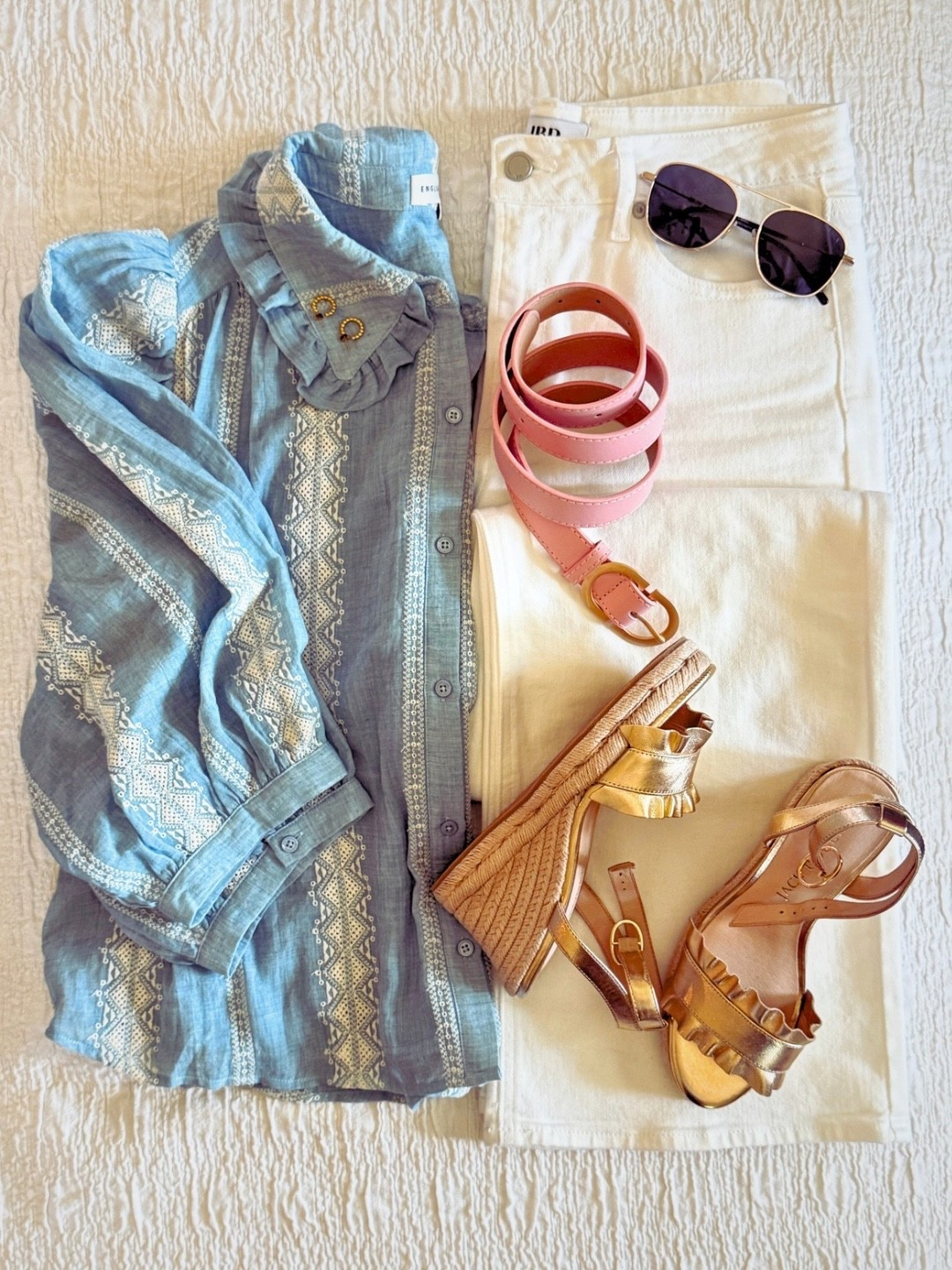 The color on this shirt is the show stopper. Such a cute shirt for spring! It’s very light weight looks great tucked in or left out. These white jeans fit perfectly, and are thick enough to smooth all the areas we want them to smooth.:-)

#LTKOver40 #LTKgrwm #LTKootd