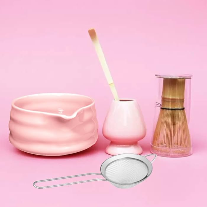 Pink Matcha Whisk Set of 5 for Matcha Tea,Matcha Powder Kit（Bowl with Spout+Bamboo Whisk and Ho... | Amazon (CA)