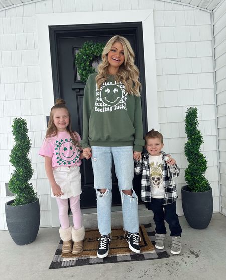 Family style - wearing some graphic tee’s from Etsy for St.Patricks day! Also linked my black Dolce Vita sneakers, Express jeans, and kids clothes! 

#LTKkids #LTKfamily #LTKunder50