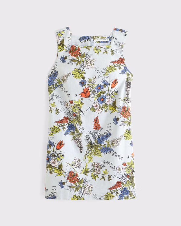 Women's High-Neck Linen-Blend Mini Dress | Women's Dresses & Jumpsuits | Abercrombie.com | Abercrombie & Fitch (US)