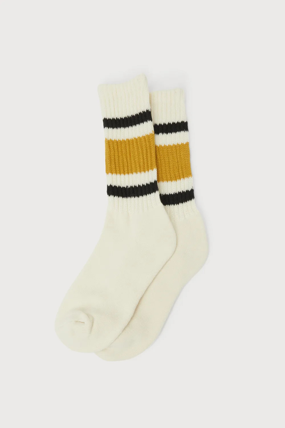 Athletic Aesthetic Ivory and Yellow Striped Crew Socks | Lulus (US)
