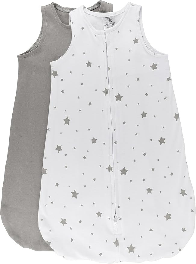 Ely's & Co.100% Cotton Wearable Blanket Baby Sleep Bag 2 Pack Grey Stars 6-12 Months | Amazon (US)