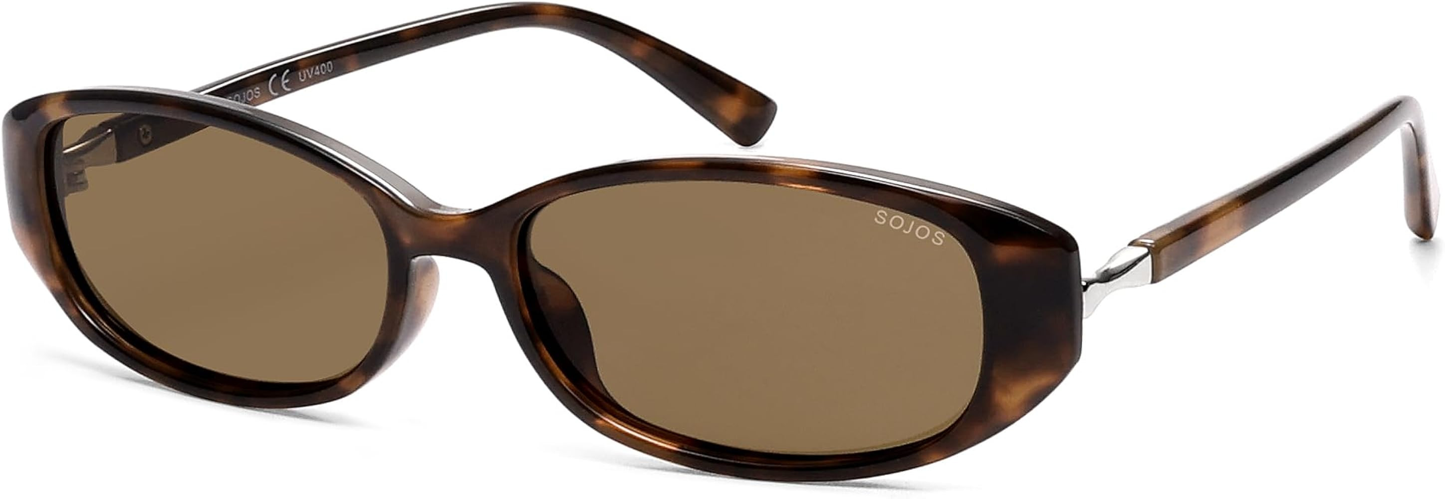 SOJOS Trendy Polarized Retro Oval Sunglasses for Women Chic 90s Sunnies Lightweight Narrow Shades... | Amazon (US)