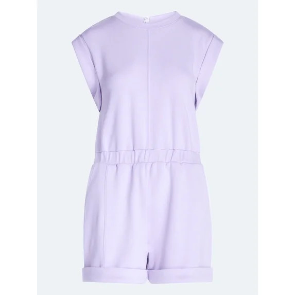 Scoop Women's and Women's Plus Scubaknit Crewneck Romper, Sizes XS-4X | Walmart (US)